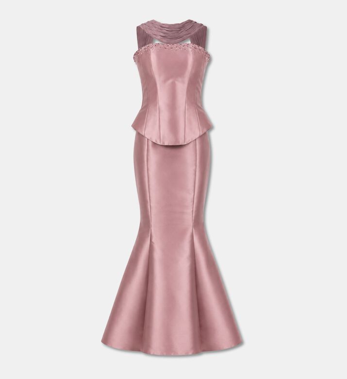 AAVVA Embellished Peplum Mermaid Gown, Pink, M, Packshot View