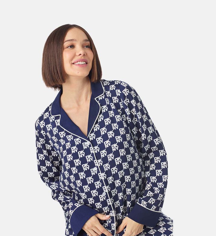 طقم بلوزة بطبعة مربعة