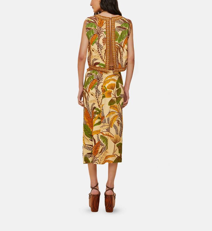 Foliage Sketch Tropical-print Skirt Foliage Sketch Tropical-print Skirt