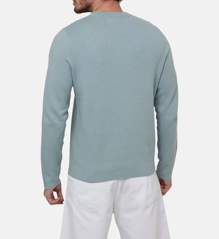 سترة قطن عضوي بياقة دائرية وقصة عادية