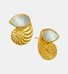Ottoman Hands Seashell Mother Of Pearl Stud Earrings, Packshot View