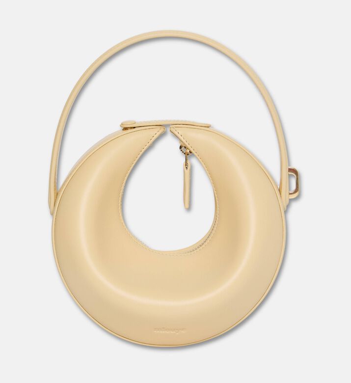 Mlouye Luna Circular Leather Bag, Beige, Packshot View
