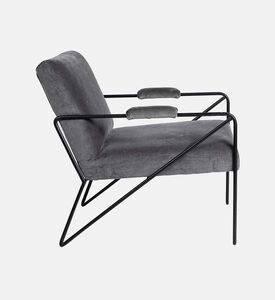 Home Deco and More Oppy Iron Velvet Arm Chair, Grey, Packshot View