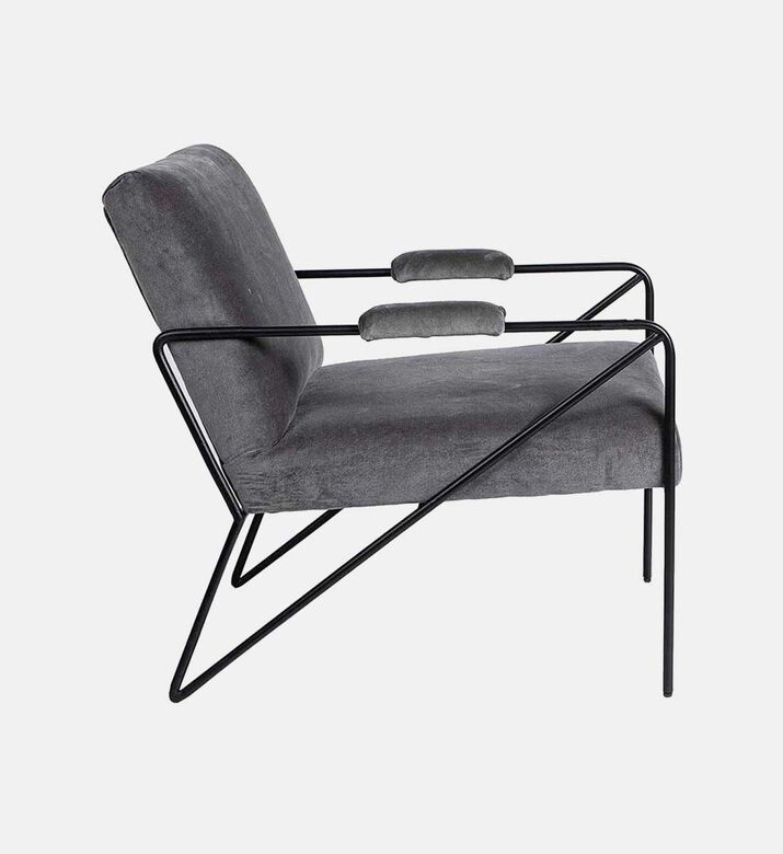 Home Deco and More Oppy Iron Velvet Arm Chair, Grey, Packshot View