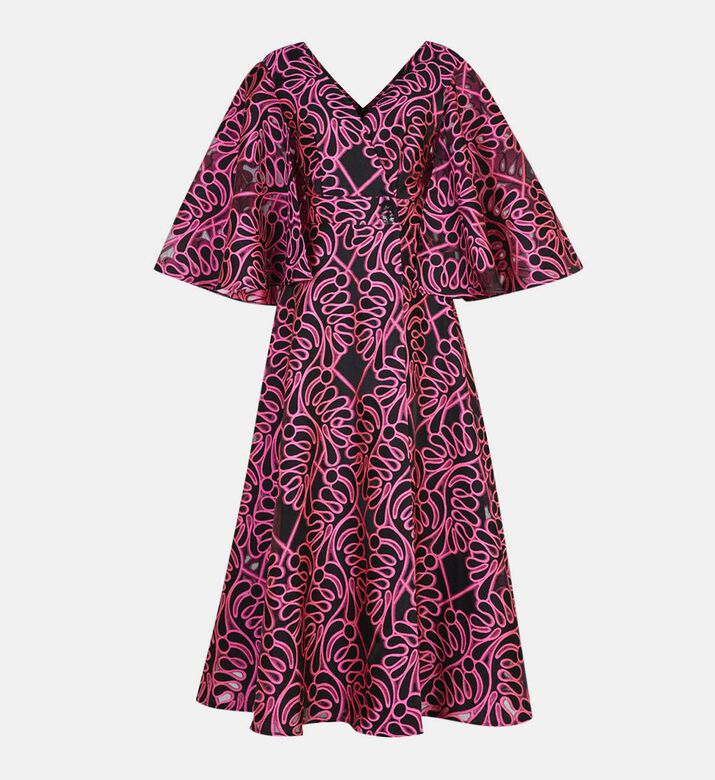 Cape-sleeves Flared Dress