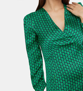 فستان ساتان مكشكش مطبوع من Reine