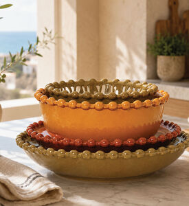 Home Deco and More Stacking Patterned 4-piece Bowl Plate Set, Packshot View