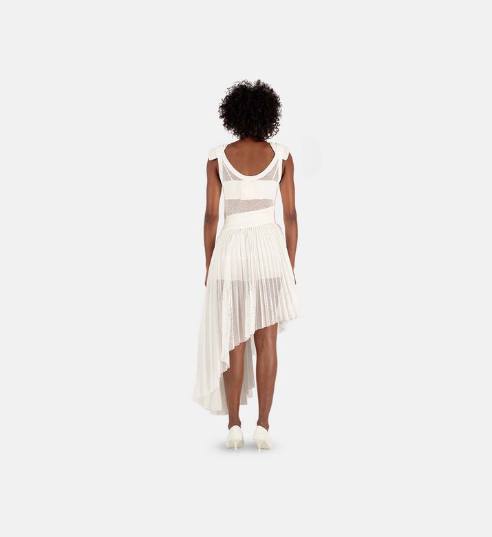 تنورة متوسطة الطول بخصر مائل وشبكة