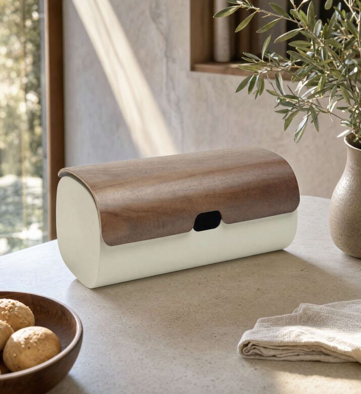 Legnoart Clibano Metal Bin Oak Lid Set, Model View
