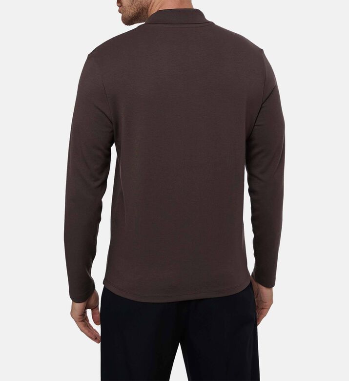 Vince Long-sleeve Polo Shirt, Dark-brown, M, Model View