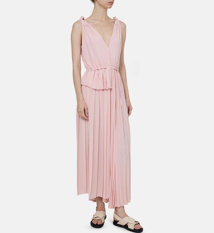 Folds Pleated Panels Maxi Dress