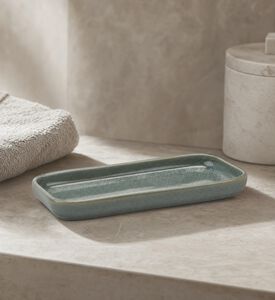 Aquanova Ugo Stoneware Tray, Green, 26x13x3-cm, Model View