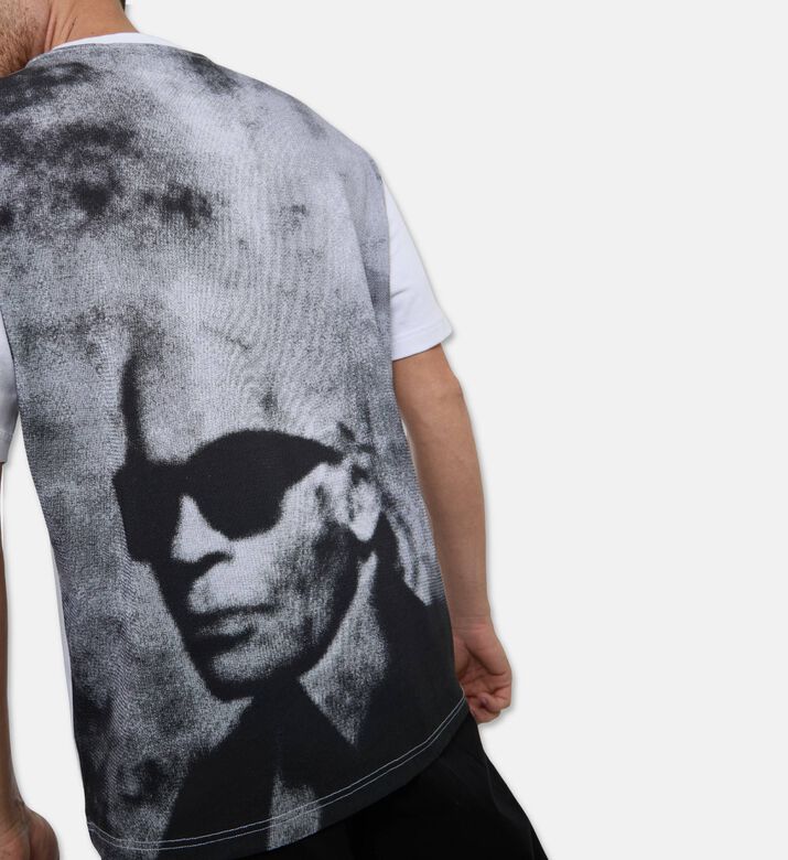 Karl Lagerfeld Logo Face Printed T-shirt, White, M, Model View