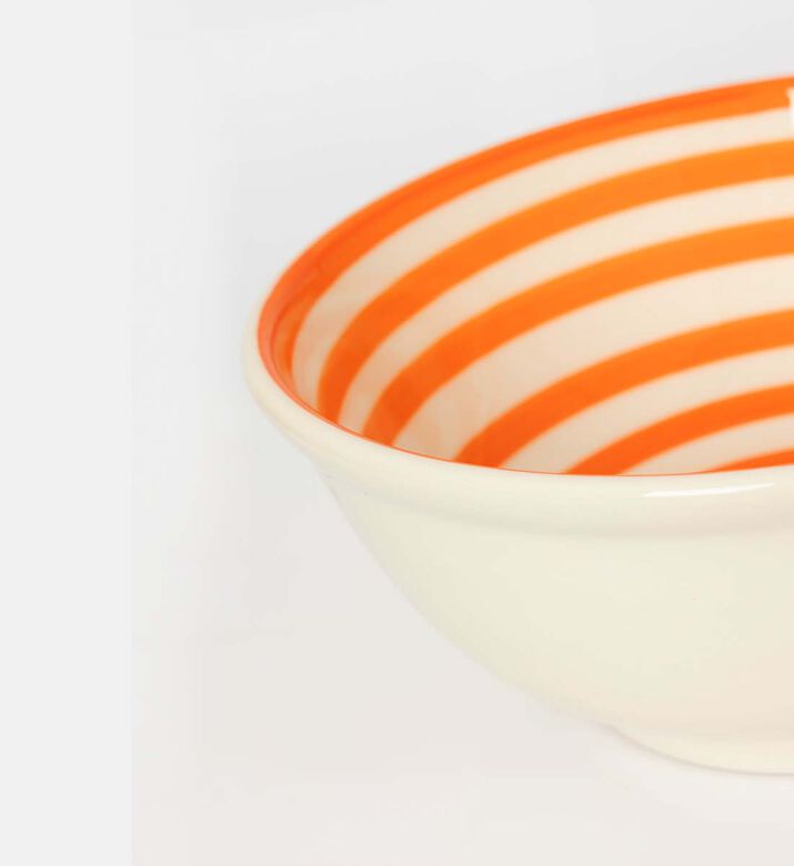 Easy Life Hand-painted Round Ceramic Bowl, Orange, Packshot View