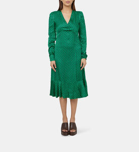 فستان ساتان مكشكش مطبوع من Reine