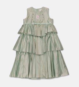 Maison Ava Mariella Tiered Silk 3d-flowers Bow Belt Dress, Packshot View