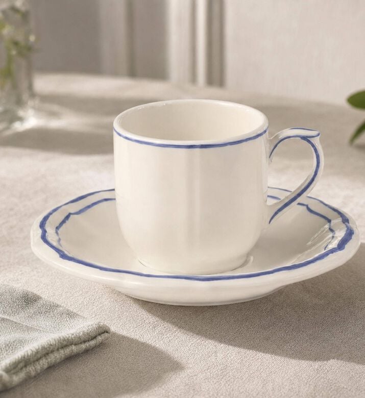 Gien Filet Bleu 2-piece Espresso Cup Saucer Set, Model View