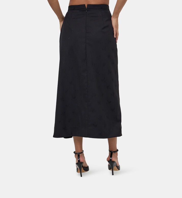 Long Slit Jacquard Wool Skirt
