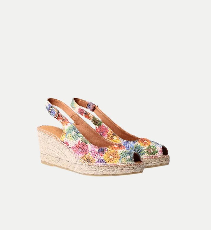 Carol Origens Patterned Suede Open-toe Wedge Espadrille