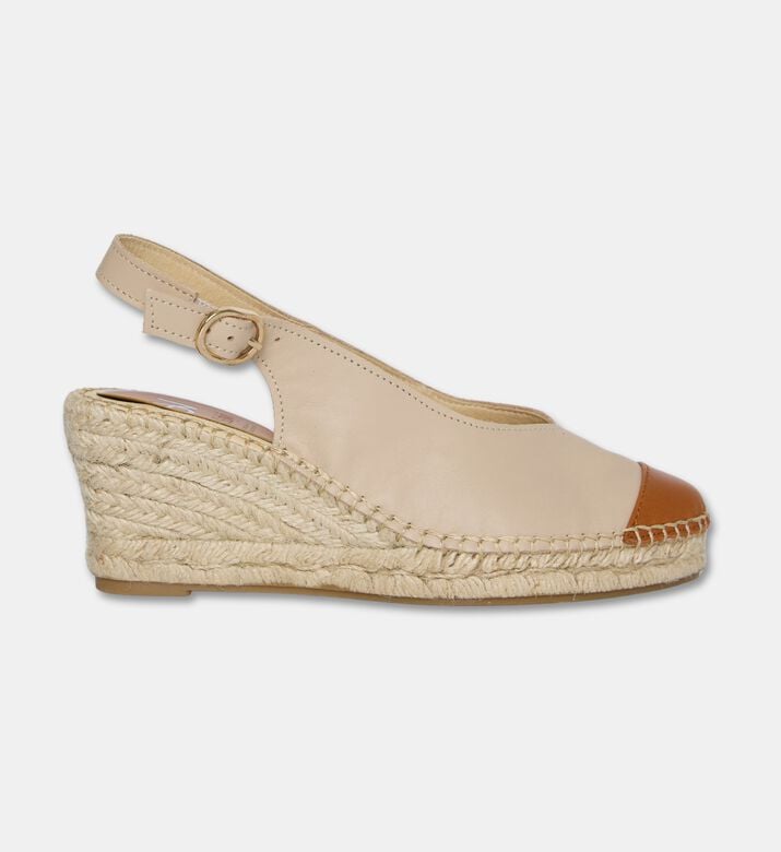 Salvi Cap-toe Leather Slingback Wedge, Brown, Eu-41, Packshot View