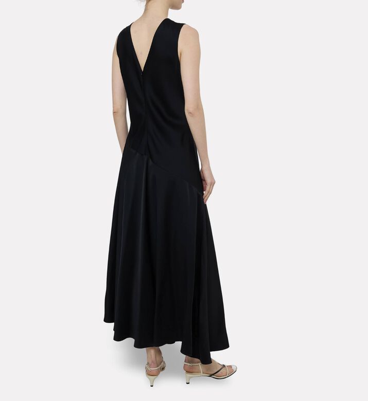 Jil Sander Enverse Satin One-shoulder Evening Dress, Black, 40, Model View