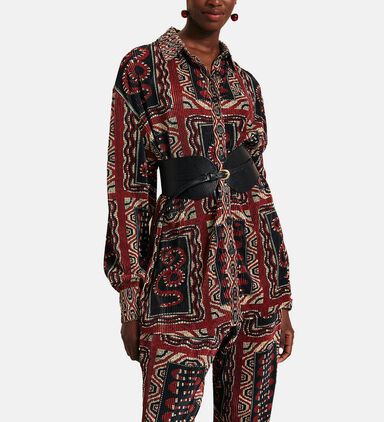 Snake Scarves Pleated Shirt