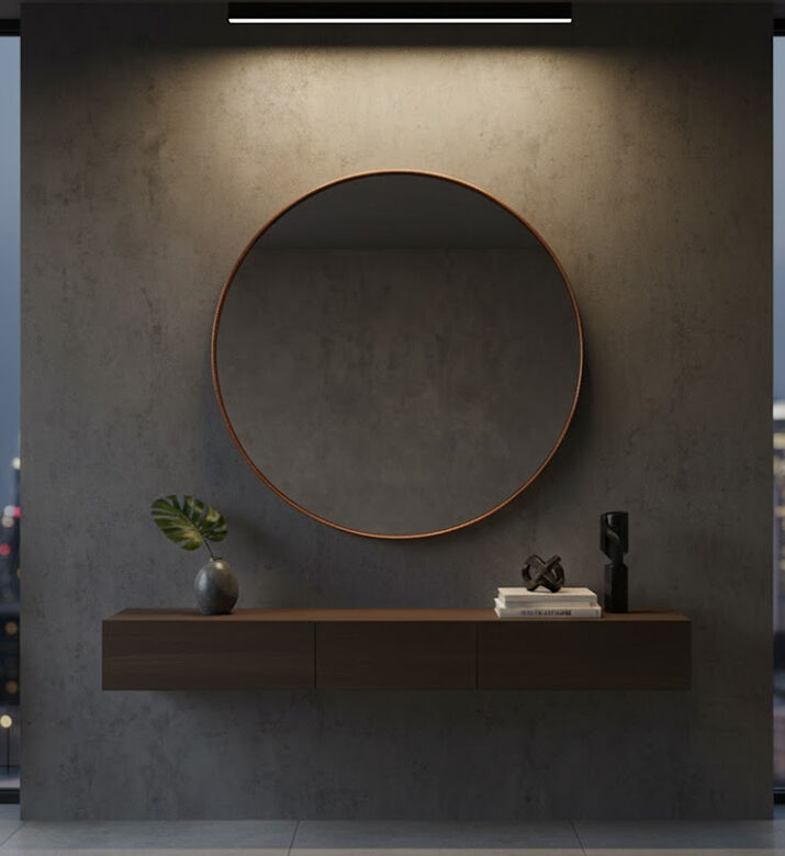 Home Deco and More Round Gold Leaf Mirror, Packshot View