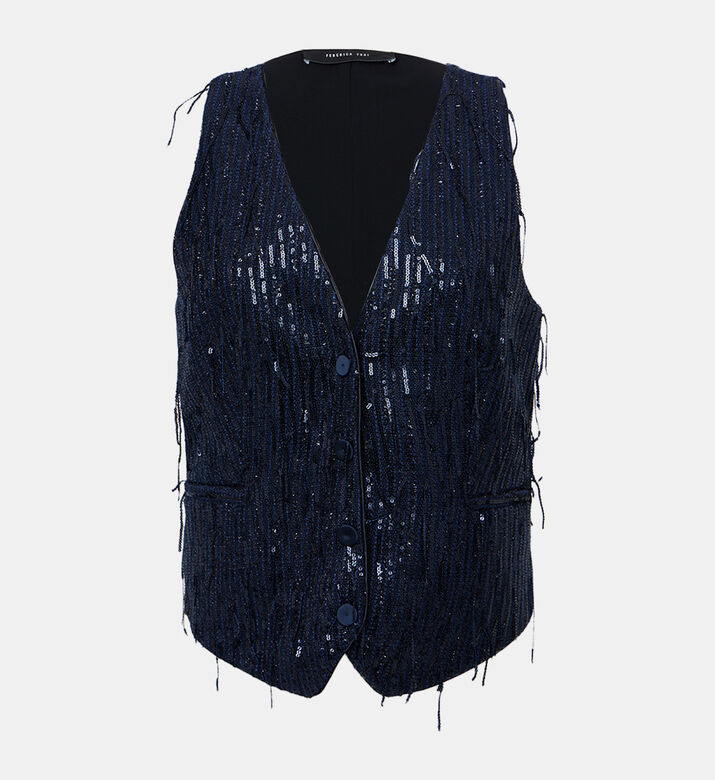 Sequined Button-up Waistcoat