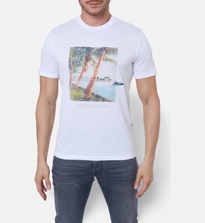 Jacob Cohen Tropical-print Crewneck T-shirt, Model View