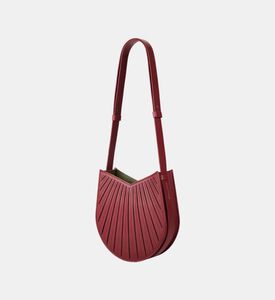 Camille Fournet Balancier Calf Leather Pleated Handbag, Burgundy, Packshot View