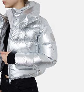 Save the Duck Metallic Cropped Long-sleeve Jacket, Model View