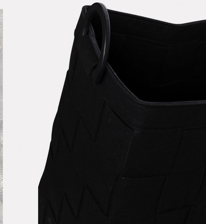 Aquanova Dix Bamboo Handle Laundry Basket, Black, Packshot View