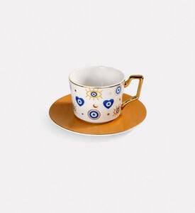 Home Deco and More Porcelain Eye Motif Coffee Cup & Saucer, Packshot View