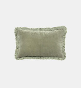Cozy Marlen Fringes Velvet Cushion, Grey, Packshot View