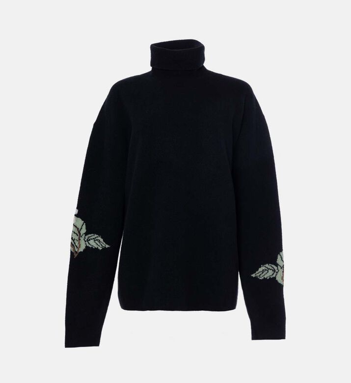 Floral-embroidery High Neck Sweater