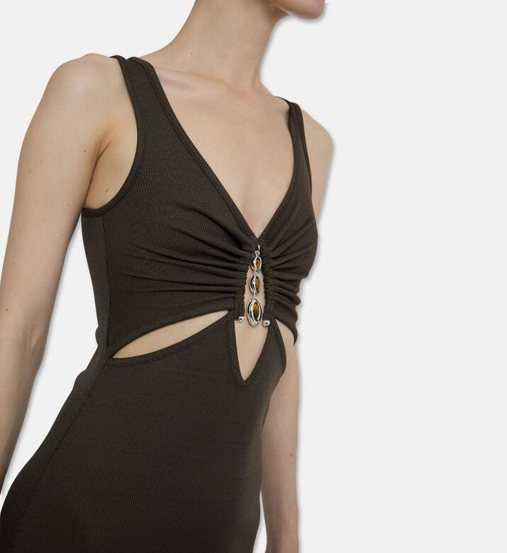 Christopher Esber Dress Droplet, Brown, 08, Model View