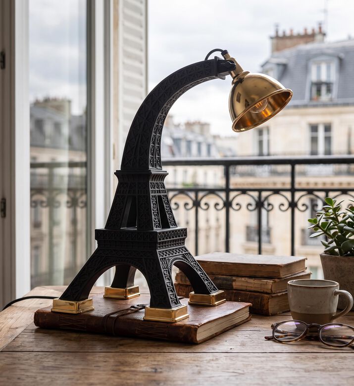 Qeeboo Paris Metal Table Lamp, Black, 33.5x46x60-cm, Packshot View