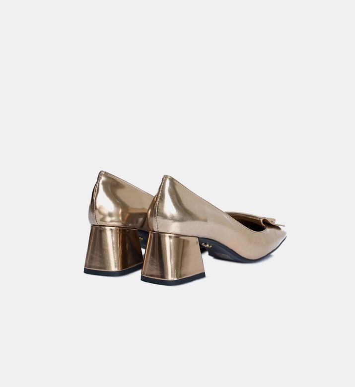 حذاء بكعب متوسط جلد معدني