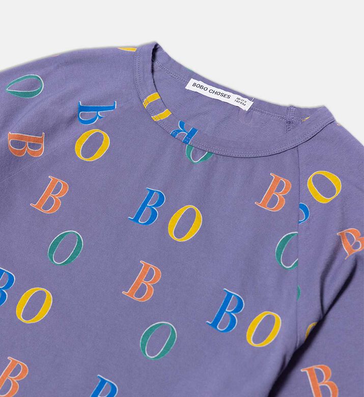 Bobo Choses All-over Multi-colored Logo Short Raglan Sleeves T-shirt, Packshot View