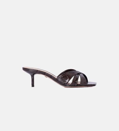 Leather Cut-out Detail Mule Sandals