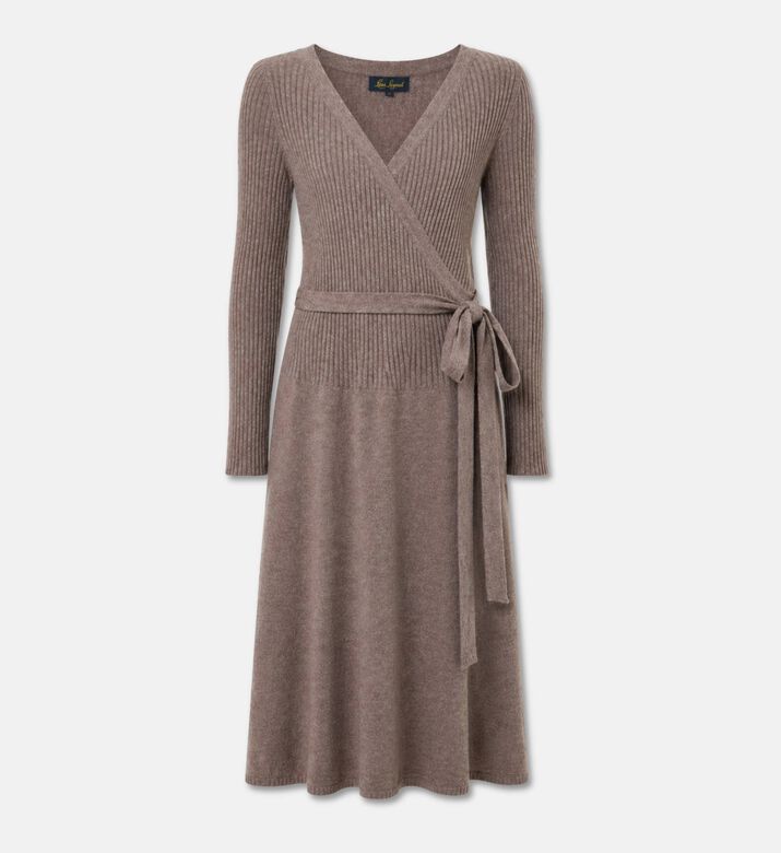 Luisa Spagnoli Ciottolo Waist Belt Long-sleeve Flared Dress, Taupe, S, Packshot View