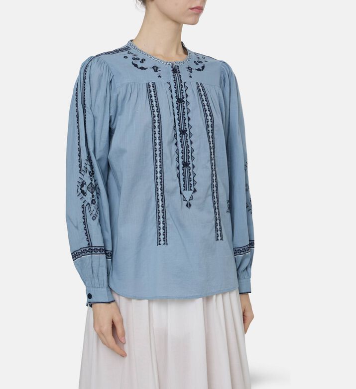 Zadig et Voltaire Tigy Bohemian-inspired Shirt, Blue, S, Model View