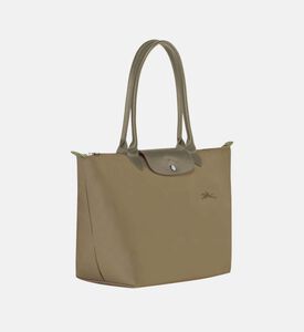 حقيبة يد كبيرة مطرزة بشعار العلامة