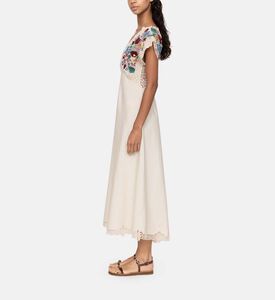 فستان كاثرين متوسط الطول بطريزات الأزهار