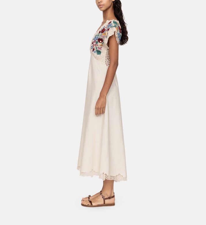 Katharine Floral-embroidery Midi Dress