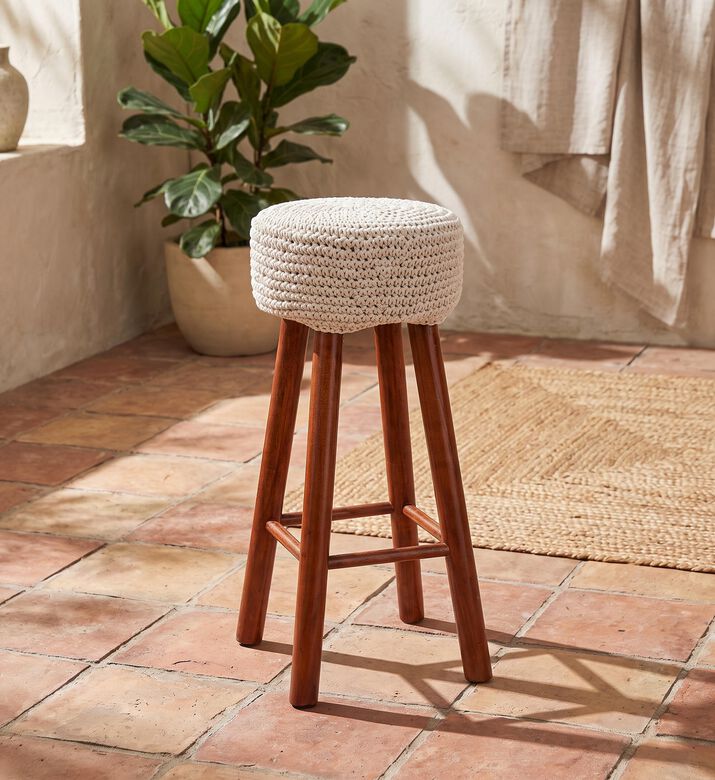 Home Deco and More Rise Hand-knotted Pattern Stool, Packshot View