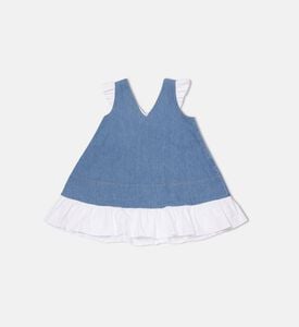 La Mia Bambina Embroidered Ruffle Denim Dress, Packshot View