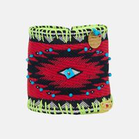 Boho Red Embroidered Cuff Bracelet