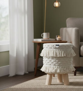 Home Deco and More Shirly Cotton Round Stool, Packshot View