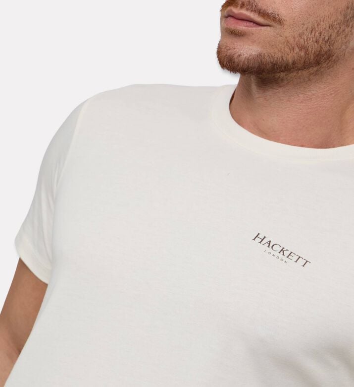 Hackett London Heritage Logo-print Short-sleeve T-shirt, Off-white, S, Model View